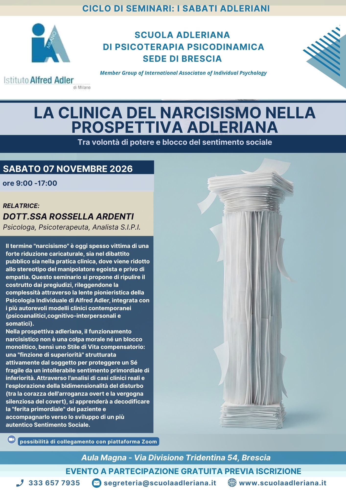 La clinica del narcisismo nella prospettiva adleriana: tra volontà di potenza e blocco del sentimento sociale”